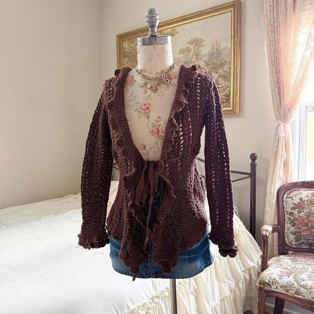 Brown fairy Crochet Cardigan - Picture 2 of 7